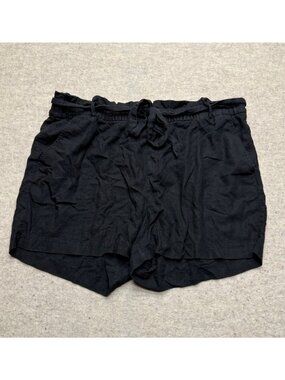 Old Navy Black Paper Bag High Rise Linen Blend Women's Shorts Size 20